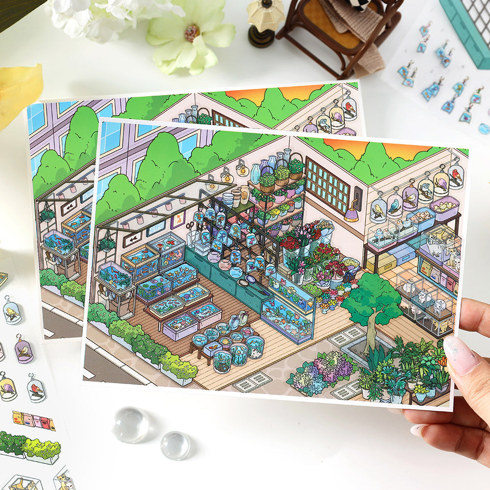 Landscape Sticker Open for Business Today: Series Vol. 28 Bird & Flower Market CN 1 PIECE