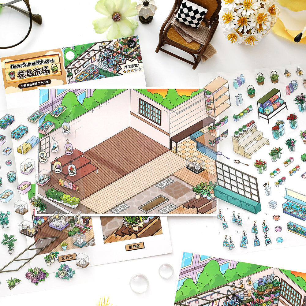 Landscape Sticker Open for Business Today: Series Vol. 28 Bird & Flower Market CN 1 PIECE
