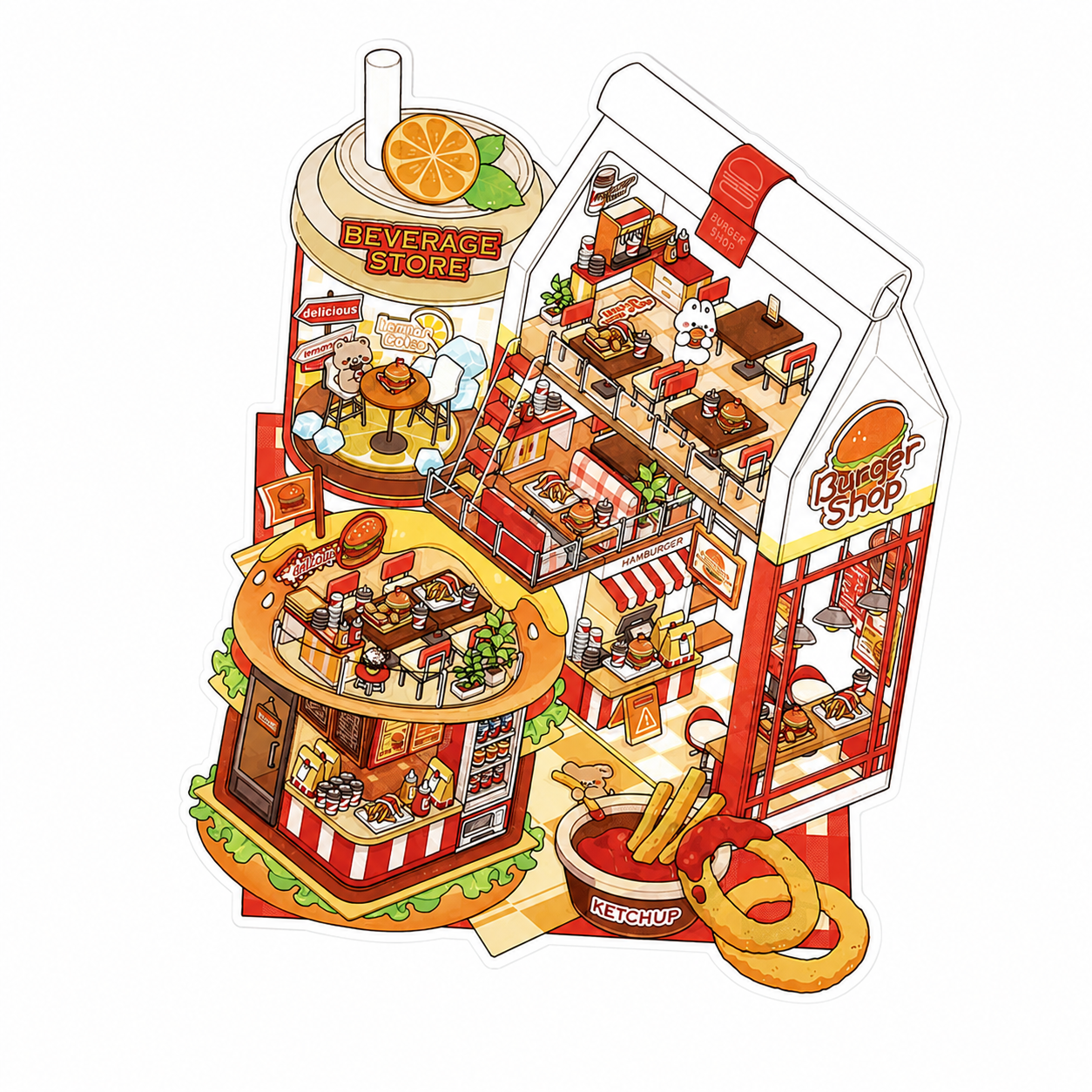 Landscape Sticker Infeel.Me Open for Business Today: Series Vol. 12 Yummy Burger CN 1 Piece