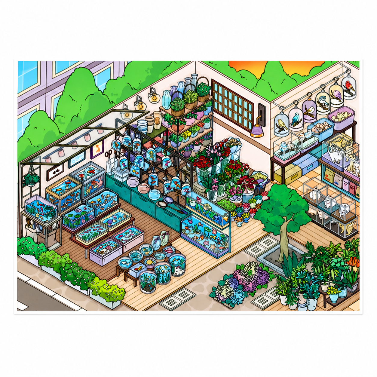 Landscape Sticker Open for Business Today: Series Vol. 28 Bird & Flower Market CN 1 PIECE